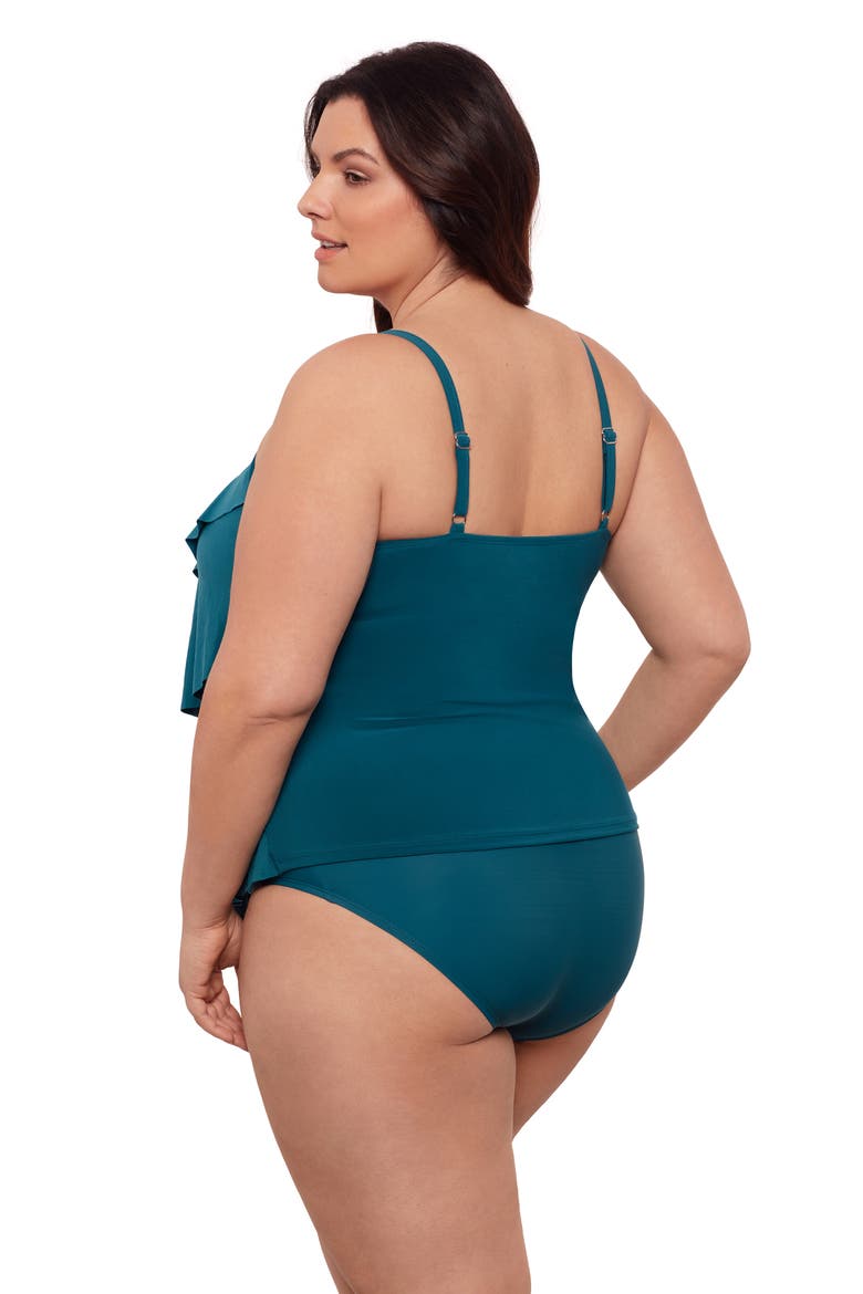 Triple Ruffle Tier Adjustable Tankini Swimsuit Top, Alternate, color, Lagoon