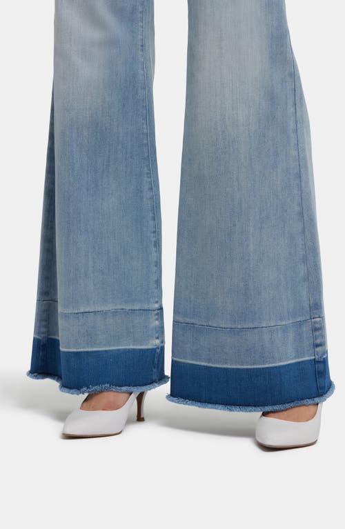 Nydj Mia Frayed Shadow Hem Wide Leg Palazzo Jeans In Blue