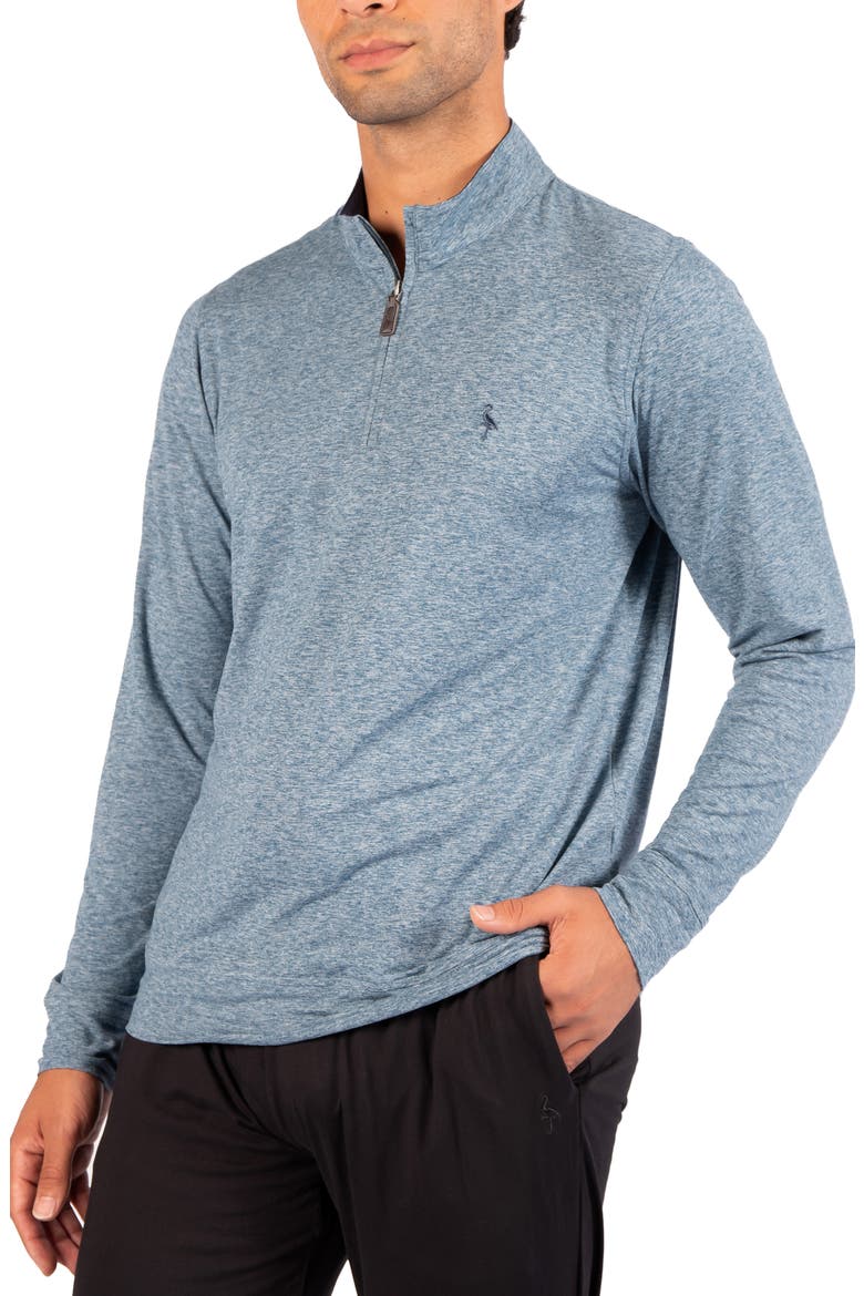 Brushed Melange Quarter Zip Pullover, Alternate, color, SEA BLUE