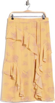 Nicole Miller Ruffled Floral Maxi Skirt