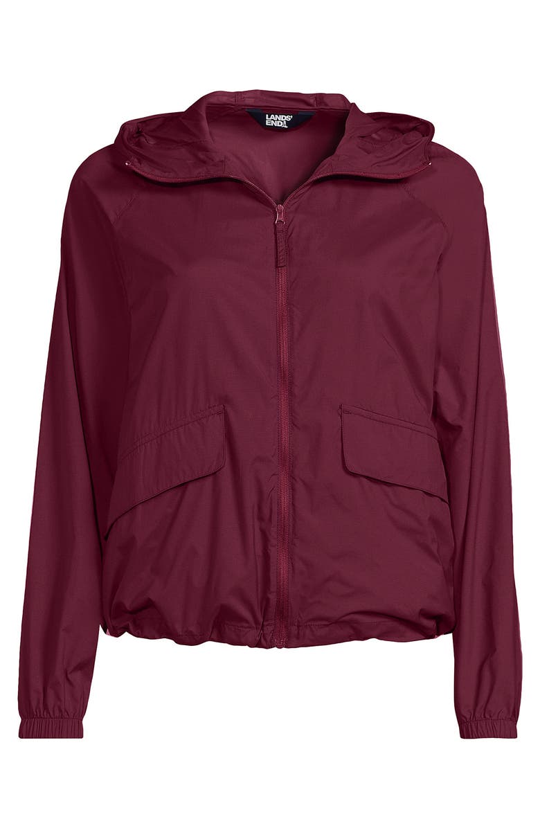 Lands' End UPF Packable Hooded Windbreaker Jacket, Alternate, color, Burgundy Spritz