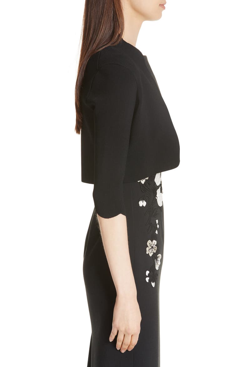 Scallop Trim Knit Bolero, Alternate, color, BLACK