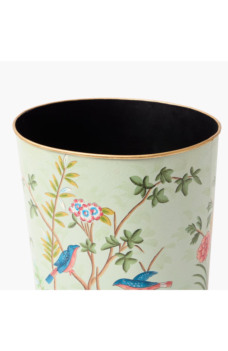 Mrs. Alice Green Chinoiserie Oval Tole Waste Paper Bin, Alternate, color, Green
