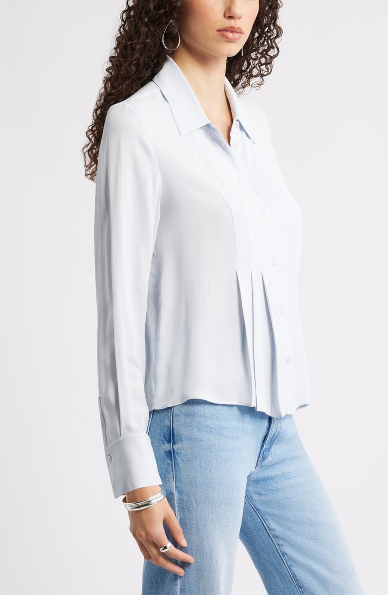 Nordstrom Tux Pleated Button-Up Shirt, Alternate, color, Blue Dawn