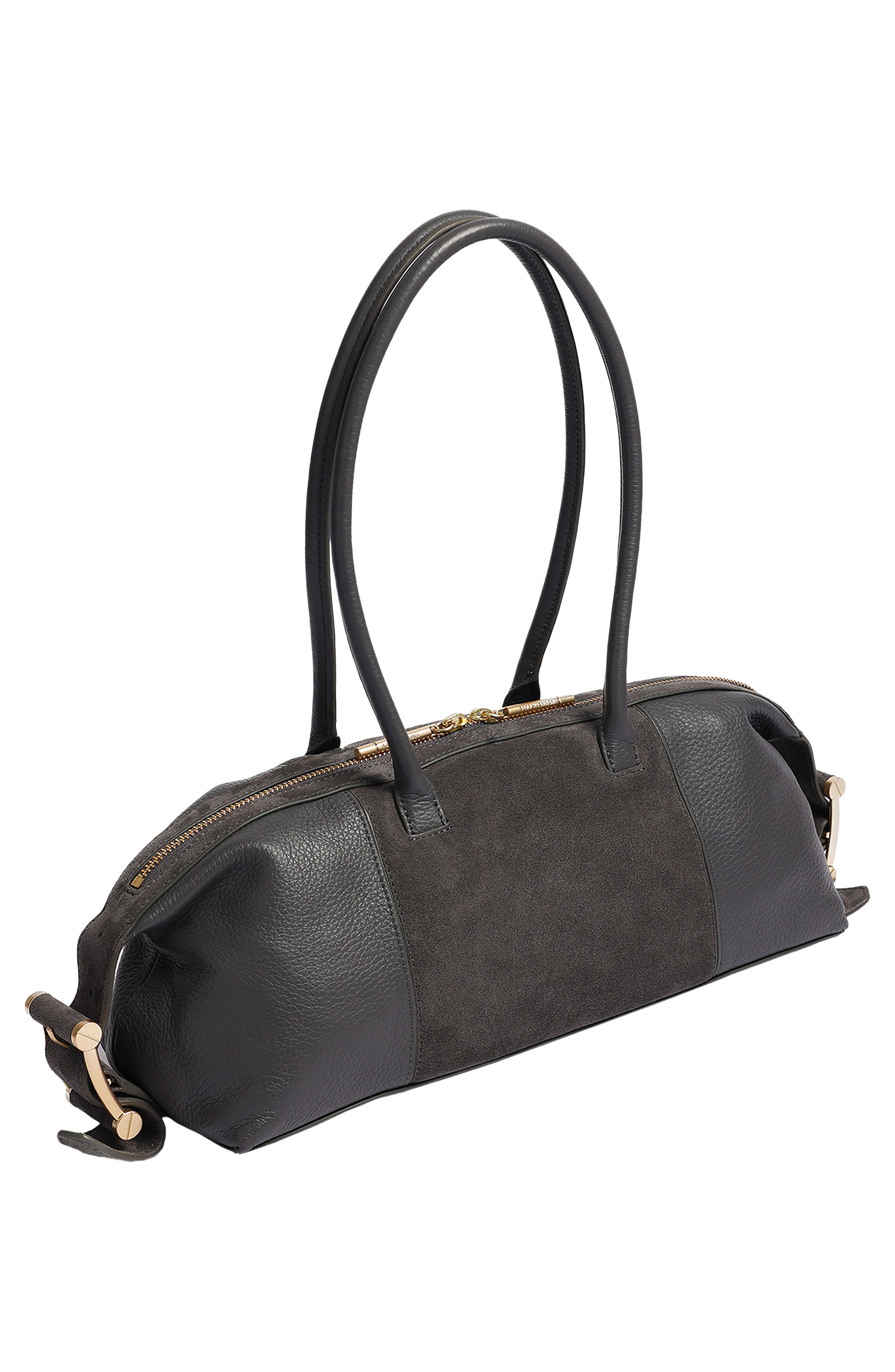 Bowery Leather Bowling Bag, Alternate, color, STEEL