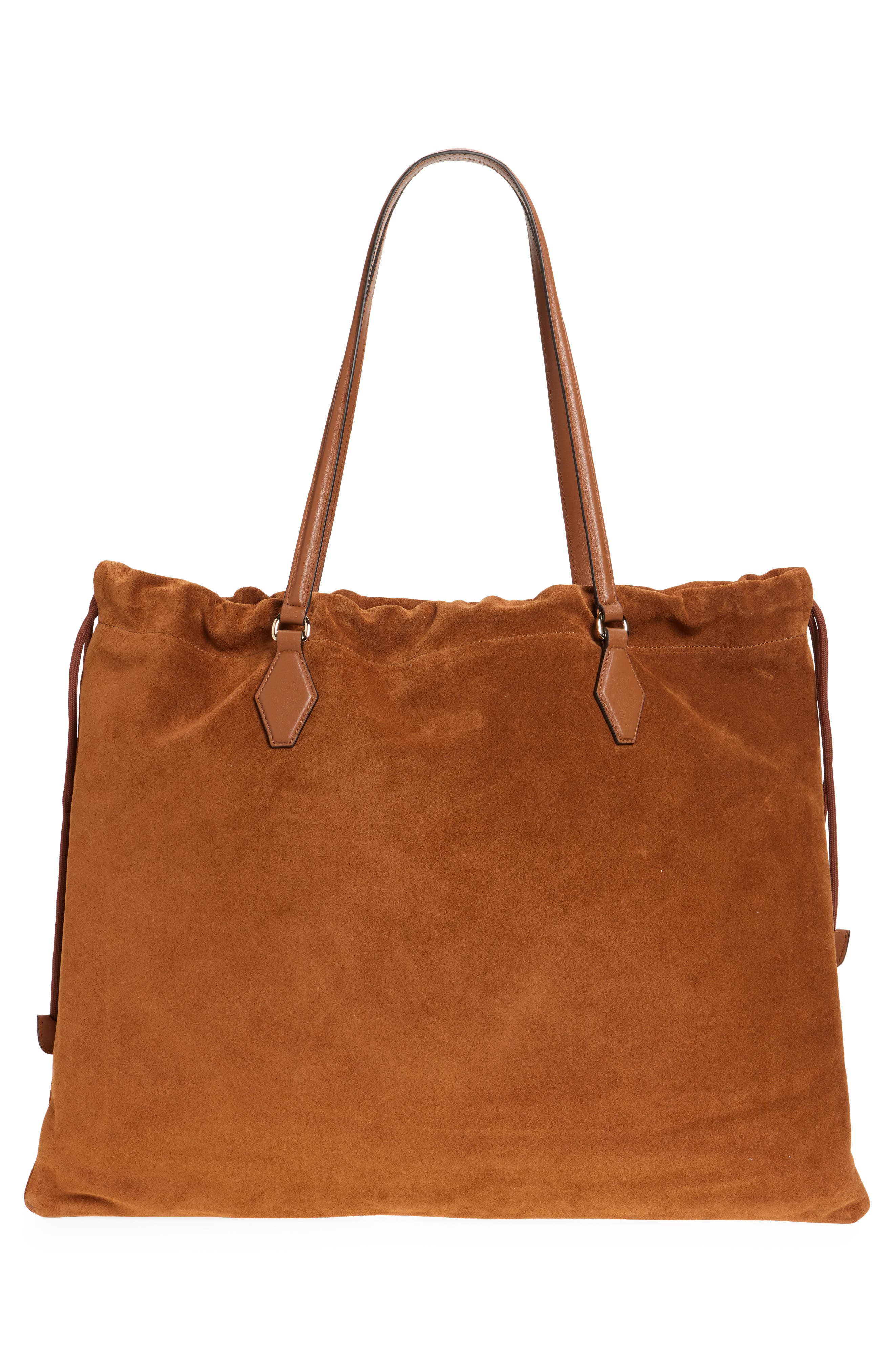 Jimmy Choo Large Drawstring Leather Tote, Alternate, color, Tan/ Light Gold