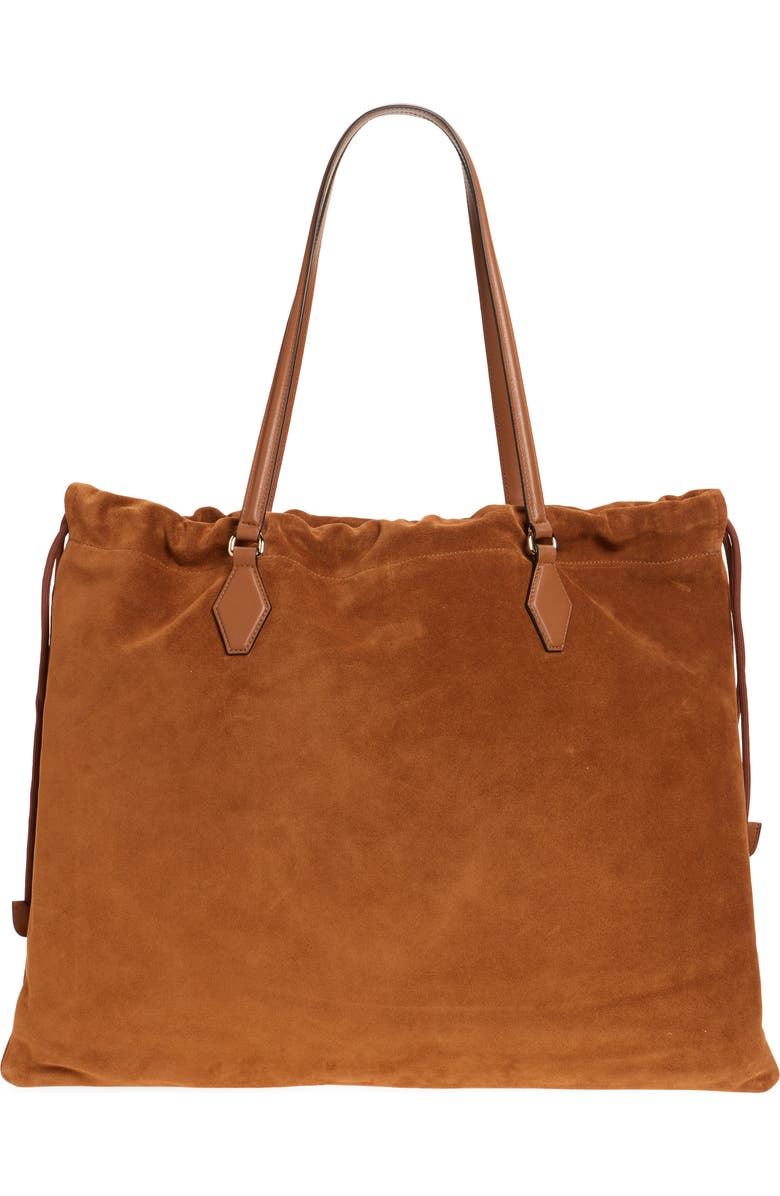 Jimmy Choo Large Drawstring Leather Tote, Alternate, color, Tan/ Light Gold