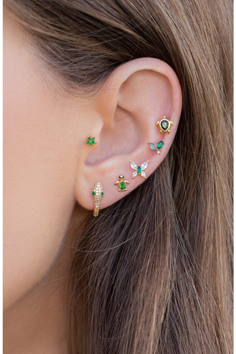 Tiny Turtle Piercing Style Single Stud Earring, Alternate, color, GOLD