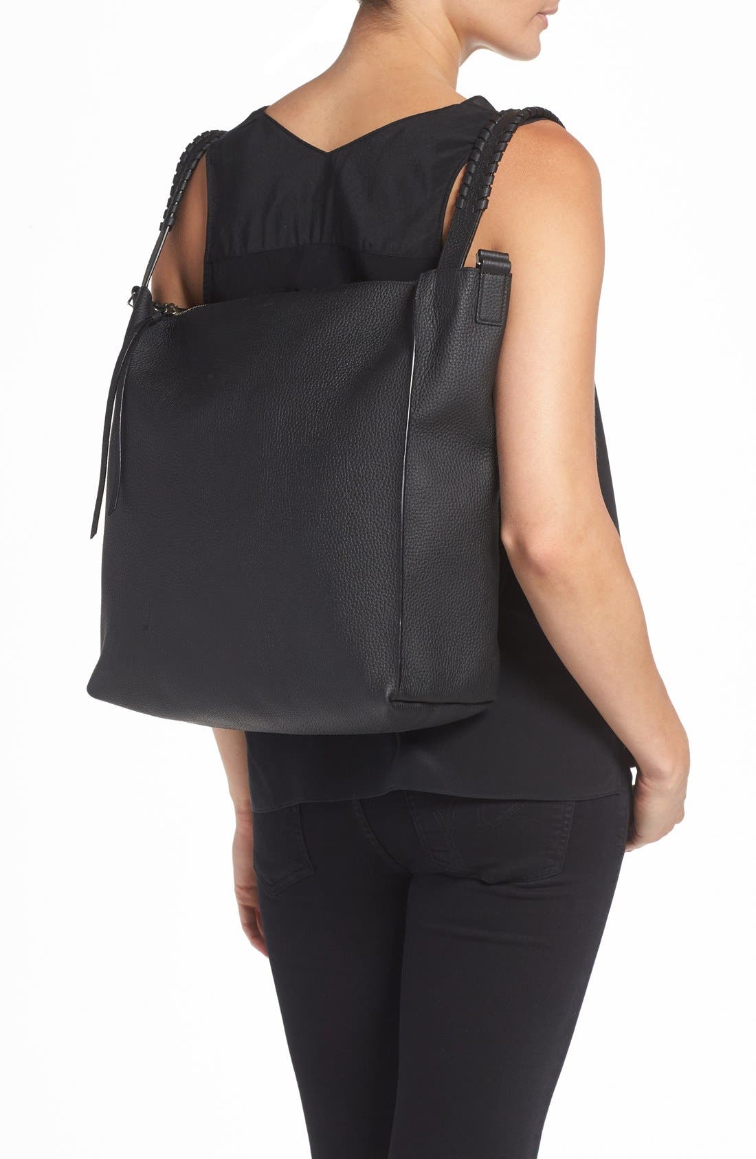 AllSaints Kita Convertible Leather Backpack, Alternate, color, 