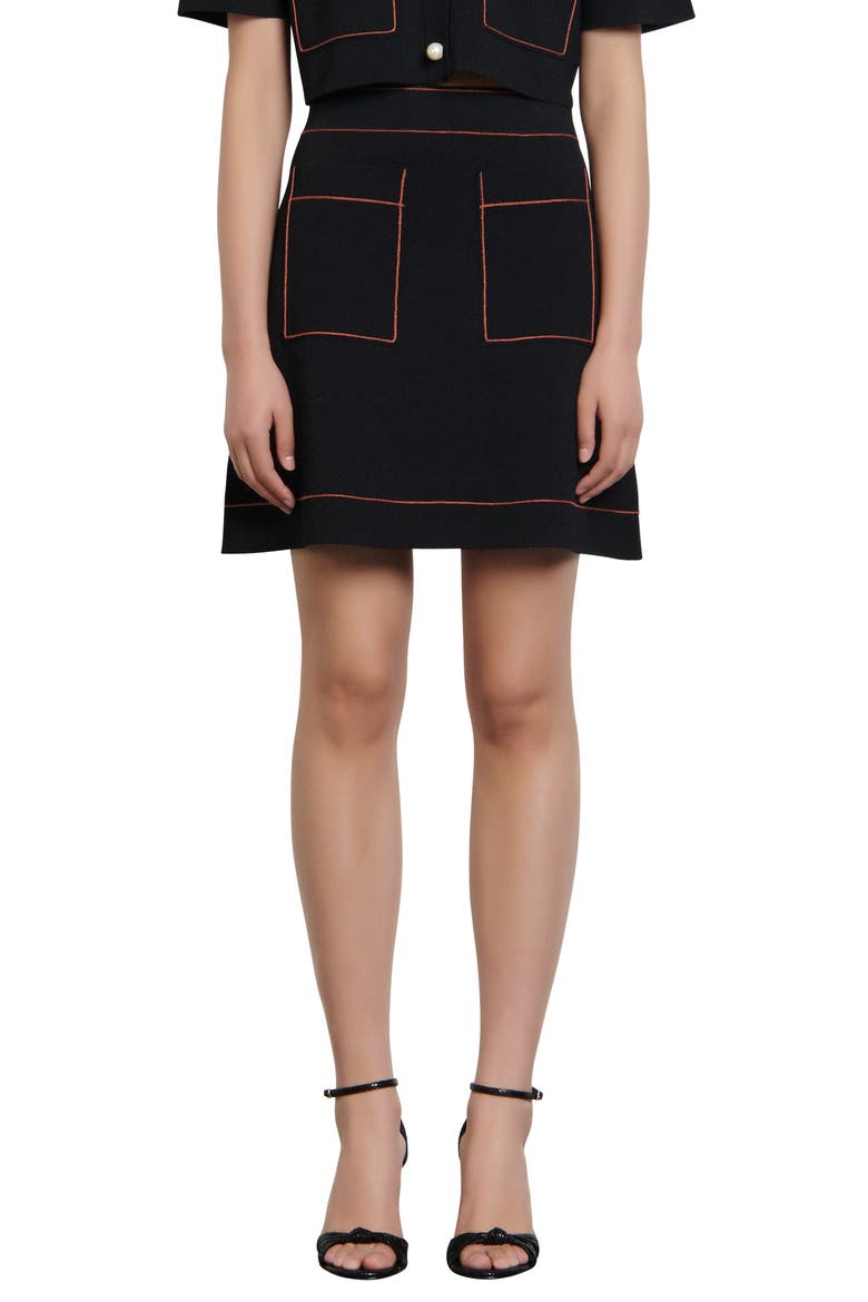 Elanna Knit Miniskirt, Main, color, BLACK