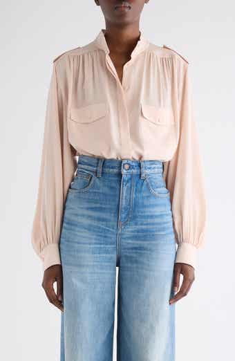 Gathered Silk Crêpe de Chine Shirt