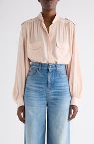 Chloé Gathered Silk Crêpe de Chine Shirt