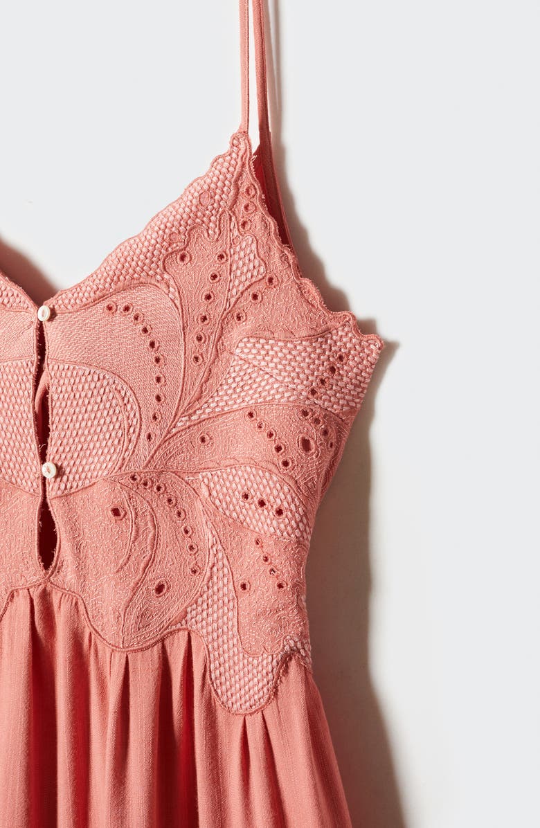 MANGO Embroidered Maxi Dress, Alternate, color, 