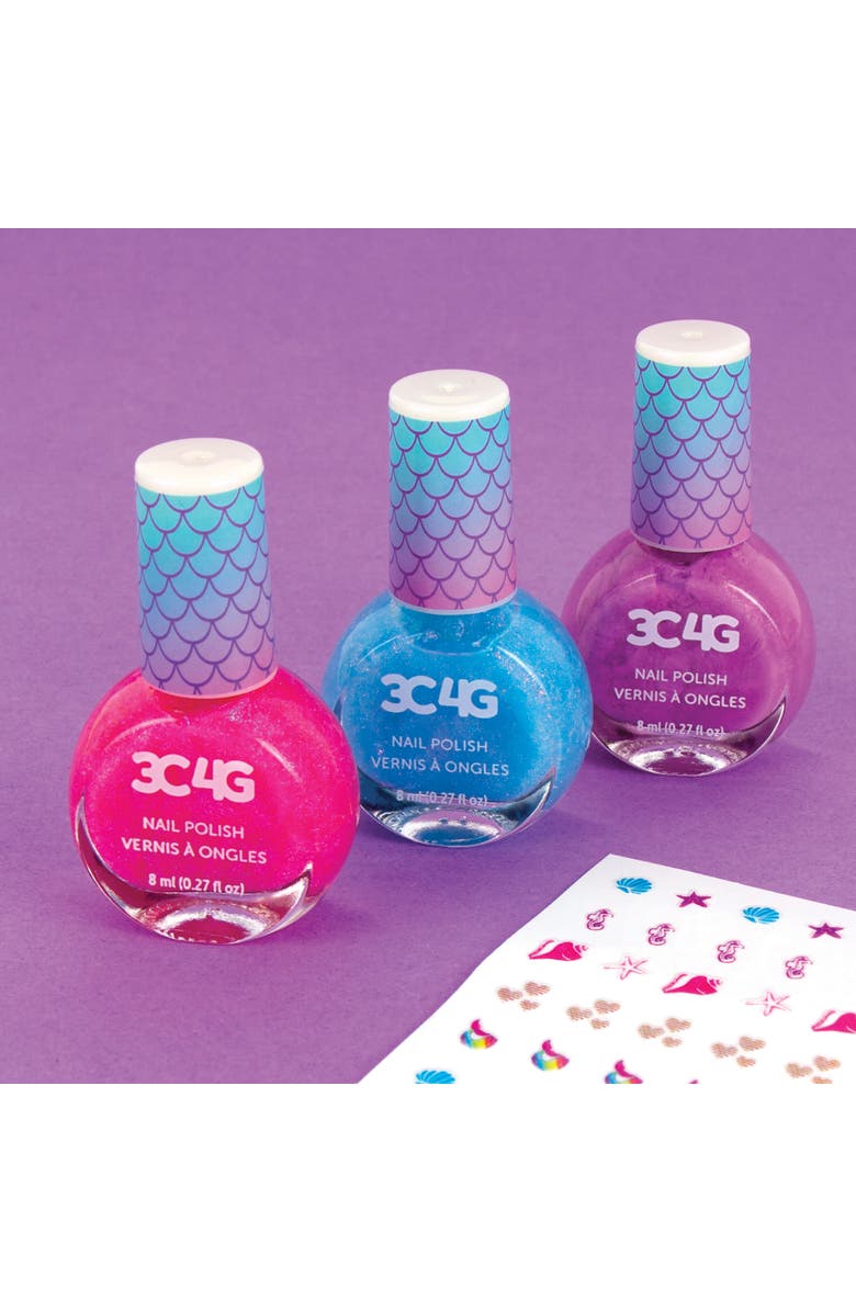 Three Cheers For Girls 3C4G Mermaid Shimmer Trio Nail Polish Set 3 Bottles W/ Nail Stickers, Alternate, color, Multicolored