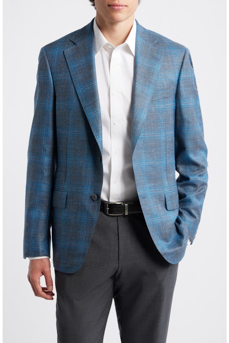 Teal & Blue Slub Wool Blend Sport Coat, Main, color, TEAL