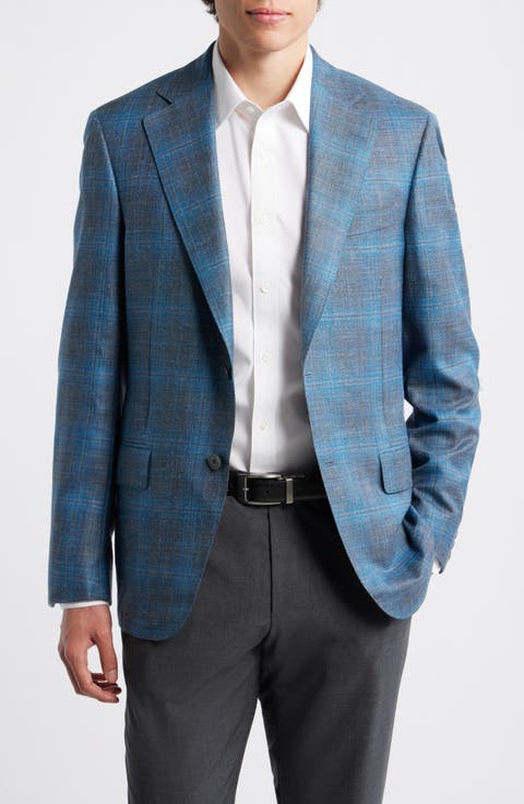 Teal & Blue Slub Wool Blend Sport Coat (Regular & Big)
