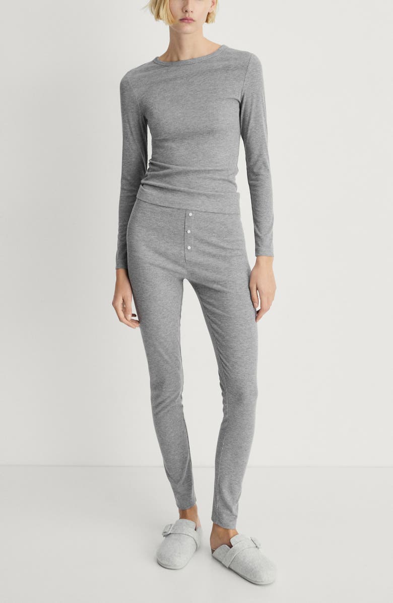 MANGO Rib Knit Pants, Alternate, color, Grey