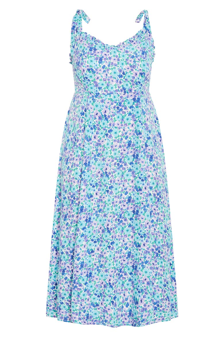 Tamara Floral Tie Strap Midi Sundress, Alternate, color, BLUE DITSY FLORAL