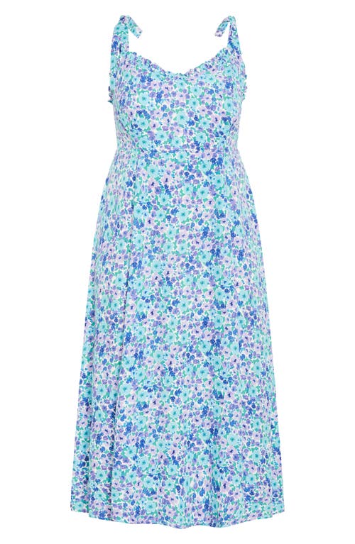 City Chic Tamara Floral Tie Strap Midi Sundress In Blue