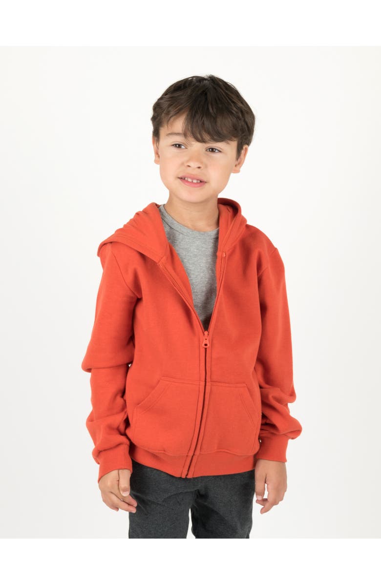 Leveret Kids Zip-Up Sweatshirt Hoodie, Cotton Blend, Solid Colors, Alternate, color, Orange