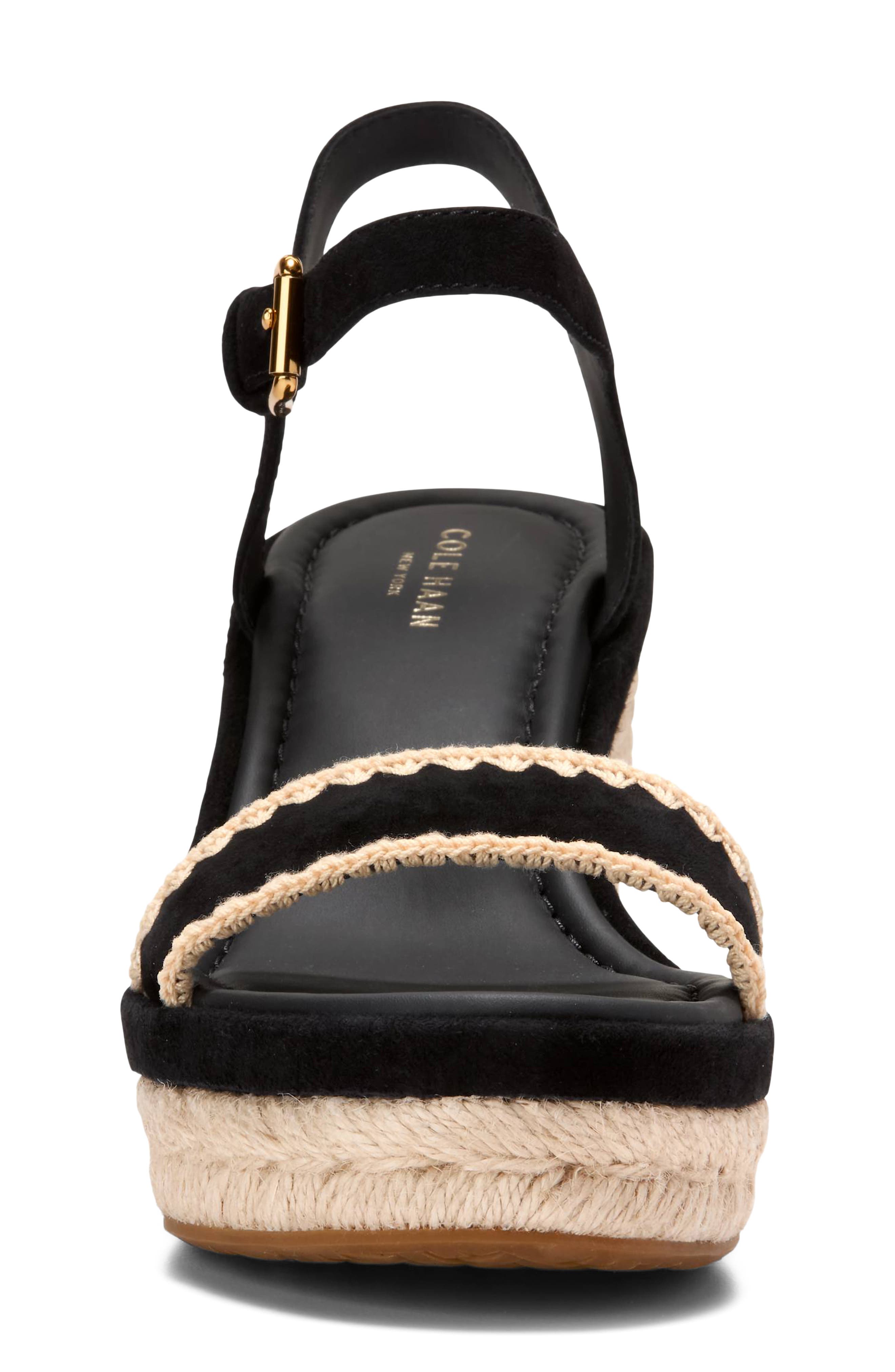 Cole Haan Asbury Cloudfeel Espadrille Wedge, Alternate, color, Black Suede / Natural Raffia