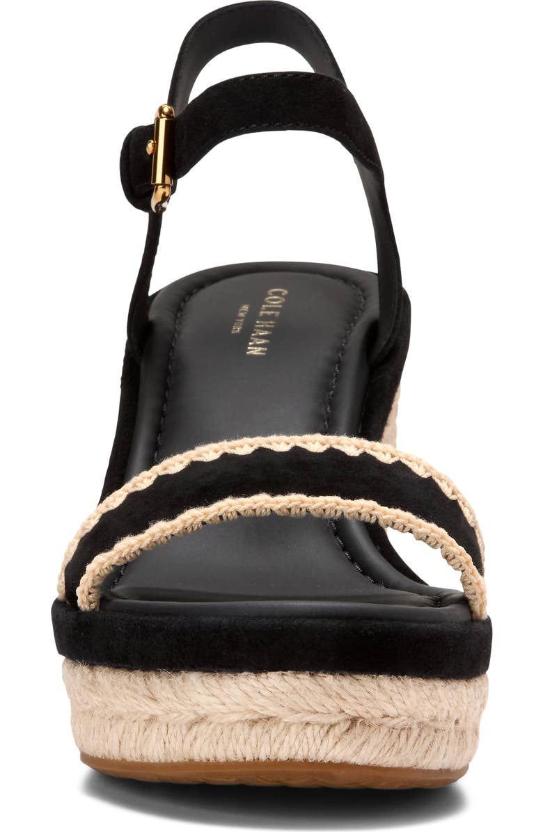 Cole Haan Asbury Cloudfeel Espadrille Wedge, Alternate, color, Black Suede / Natural Raffia