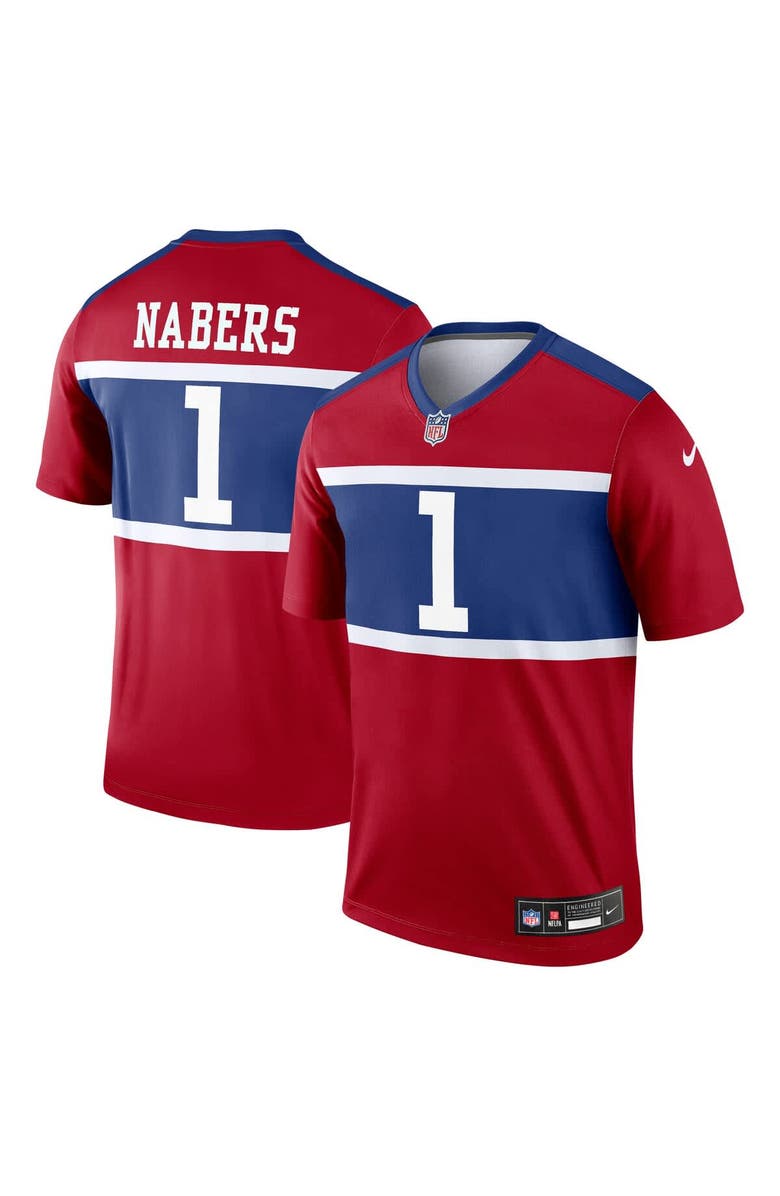 Nike Men's Nike Malik Nabers Red New York Giants Alternate Legend Player Performance Top, Alternate, color, Red
