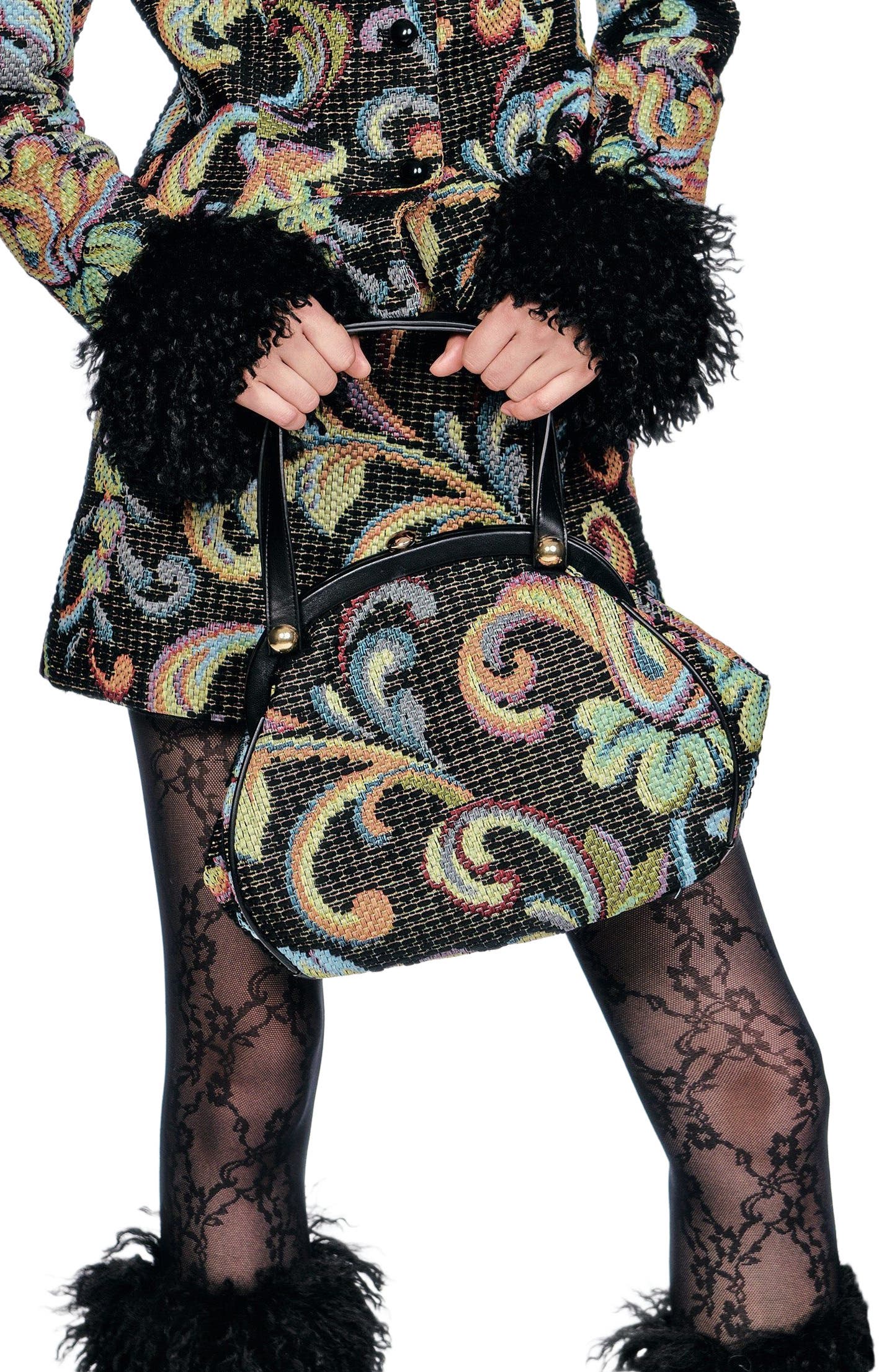 Anna Sui Tapestry Granny Bag, Alternate, color, Black Multi