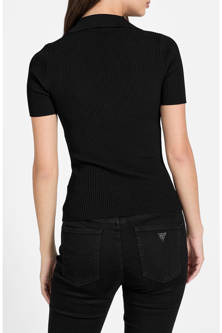 Stella Rib Polo Sweater, Alternate, color, BLACK
