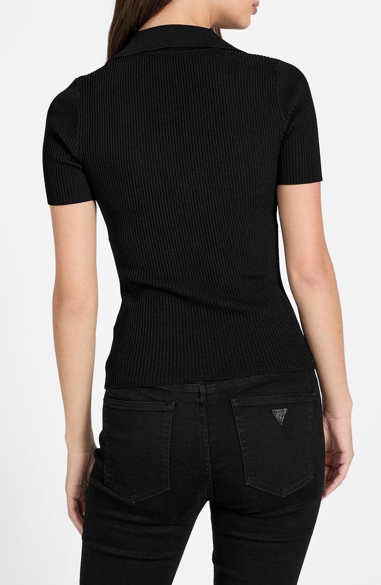 GUESS Stella Rib Polo Sweater, Alternate, color, Black