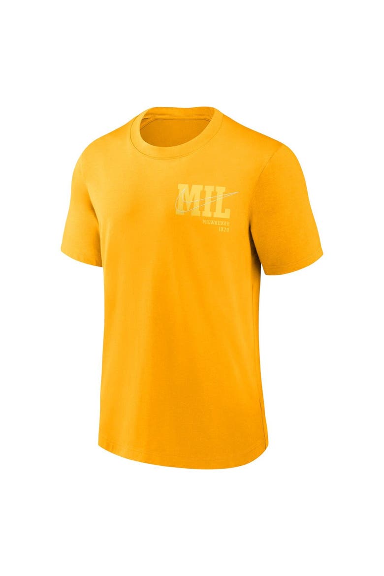 Men's Nike Gold Milwaukee Brewers Statement Game Over T-Shirt, Alternate, color, Gold