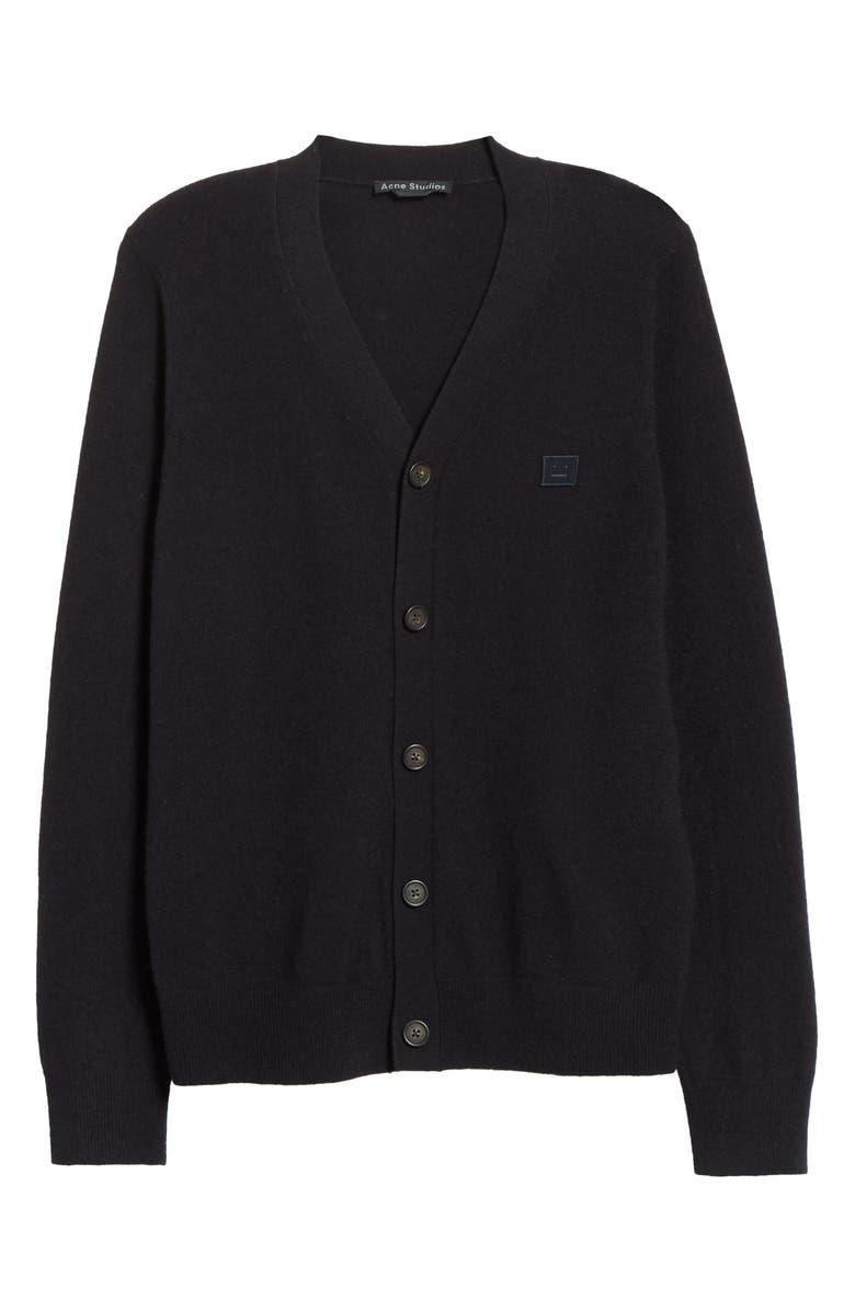 Acne Studios Keve Face Patch Wool Cardigan, Alternate, color, 