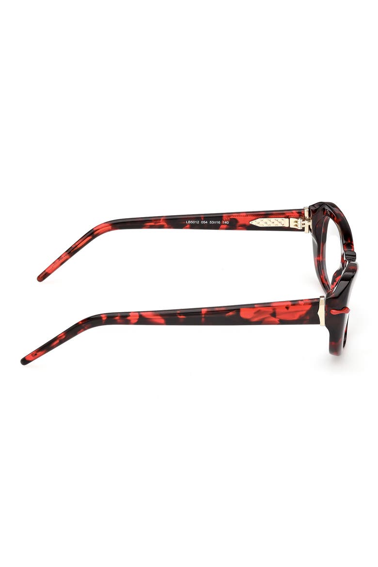 53mm Geometric Optical Glasses, Alternate, color, RED HAVANA