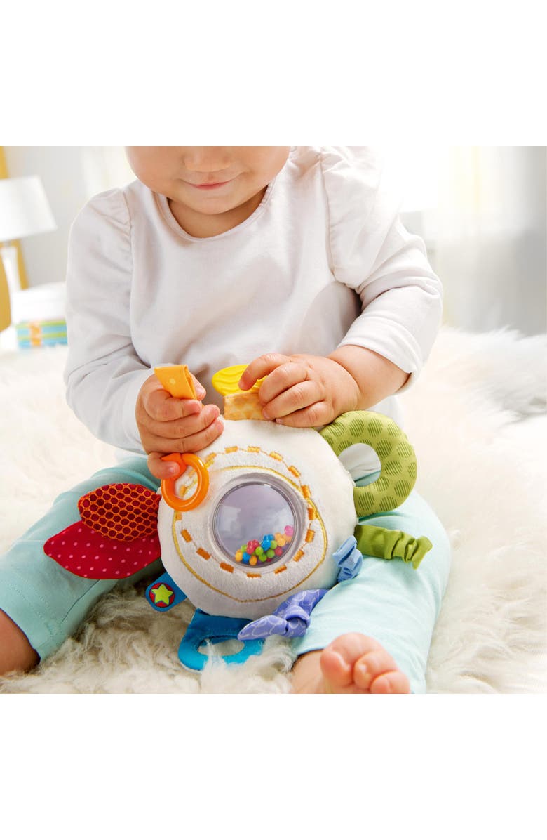 HABA Teether Cuddly Rainbow Round - Sensory Toys for Babies 6 Months+, Rattle & Baby Crawling Toys for Tummy Time, Baby Teether, Alternate, color, Multi