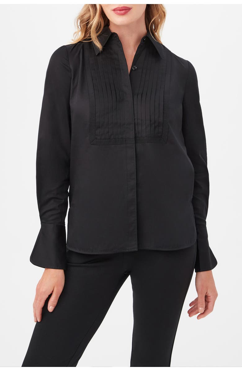 Trina Turk Delancey Tuxedo Button Up Top, Alternate, color, Black
