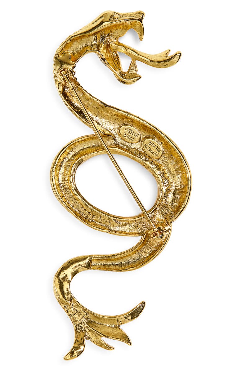 Kenneth Jay Lane Snake Pin, Alternate, color, Gold