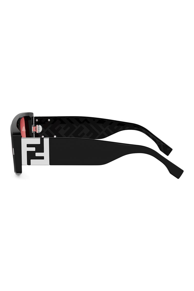 FF Squared 56mm Rectangular Sunglasses, Alternate, color, SHINY BLACK / VIOLET