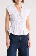Ellen Tracy Shirred Tie Poplin Top