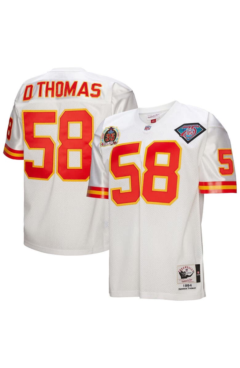 Mitchell & Ness Men's Mitchell & Ness Derrick Thomas White Kansas City Chiefs 1994 Authentic Throwback Retired Player Jersey, Main, color, White