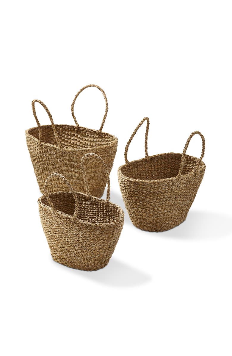 tag Oval Seagrass Shopping Basket Decorative Storage for Home, Main, color, 