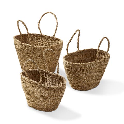 Oval Seagrass Shopping Basket Decorative Storage for Home