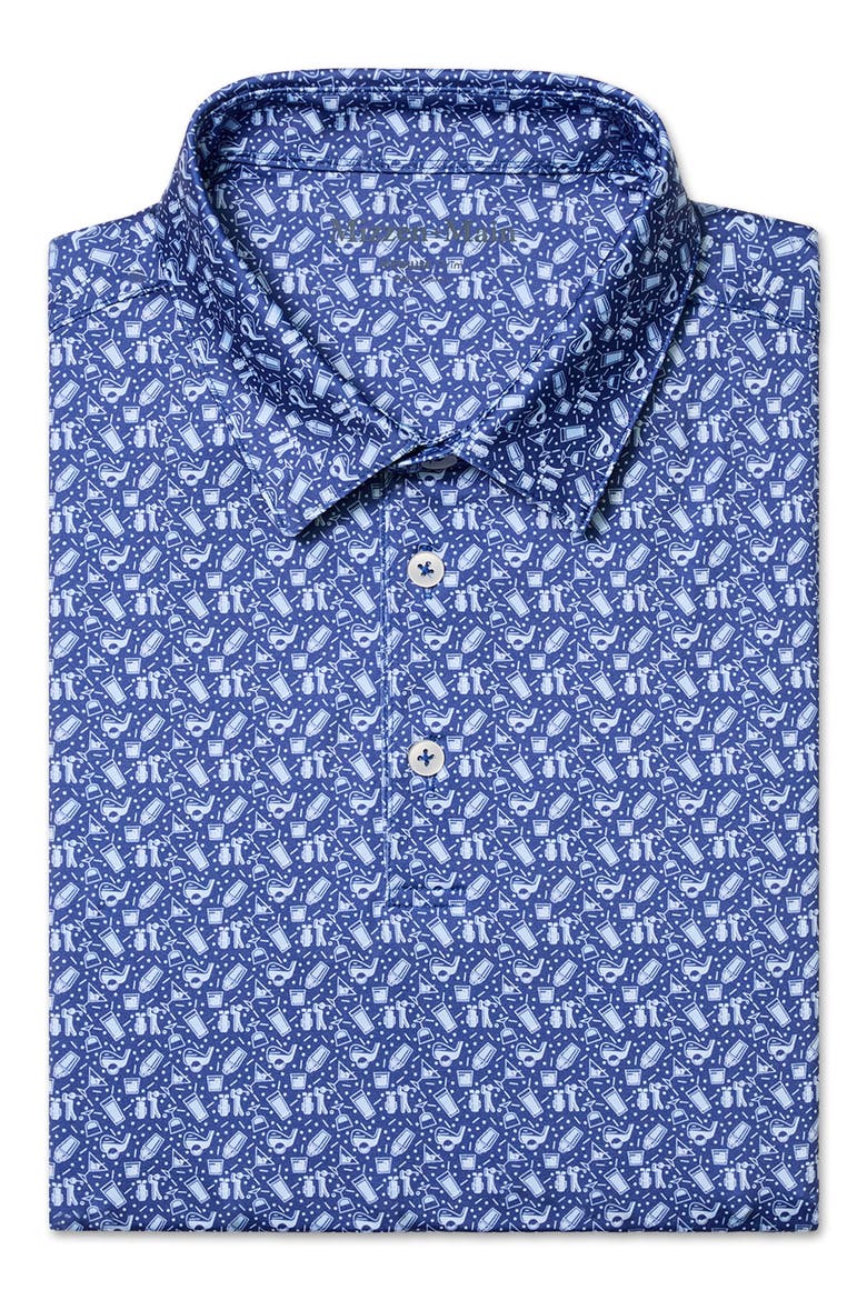 Versa Trim Fit Cocktail Print Polo, Alternate, color, COBALT PAR FORE CLASSIC