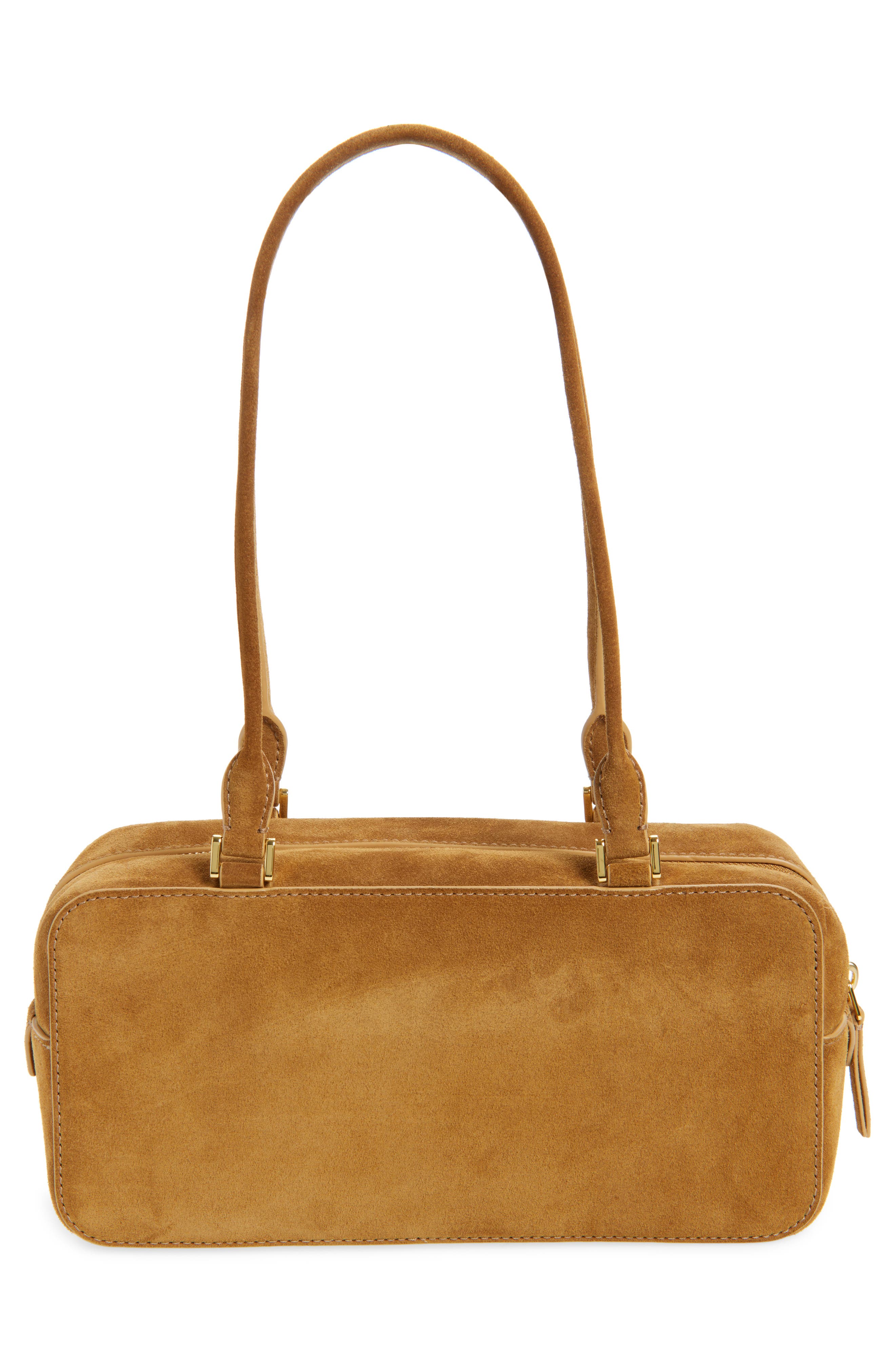 Veronica Beard Boxy Suede Shoulder Bag, Alternate, color, Acorn