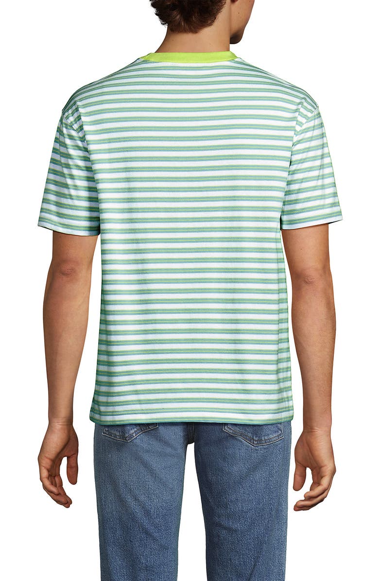 Lands' End Short Sleeve Super-T Crew Relaxed Fit Tee, Alternate, color, Pale Teal Stripe