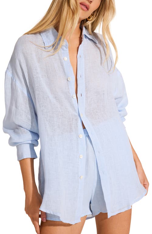 Vitamin A ® Tallows Linen Cover-up Shorts In Light Blue