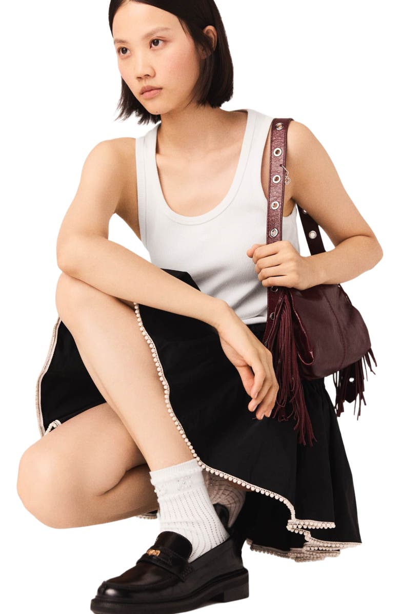 maje Rib knit tank top, Alternate, color, White