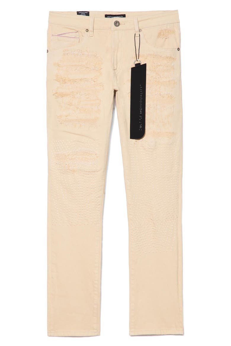 Rocker Distressed Slim Straight Leg Jeans, Alternate, color, DESTRO