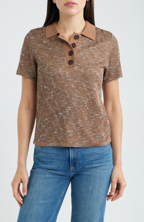 Swirl Jacquard Polo Sweater