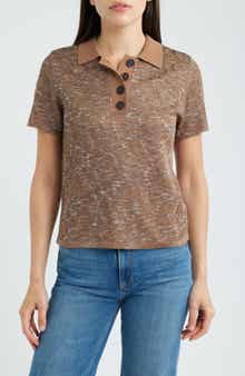 Swirl Jacquard Polo Sweater
