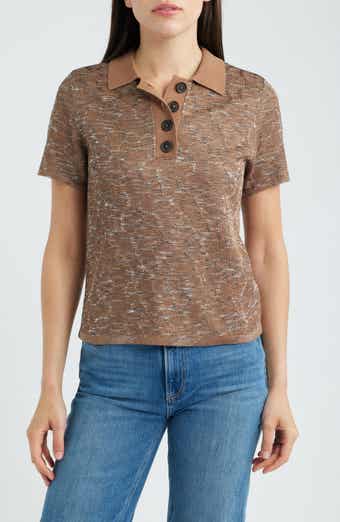 Swirl Jacquard Polo Sweater